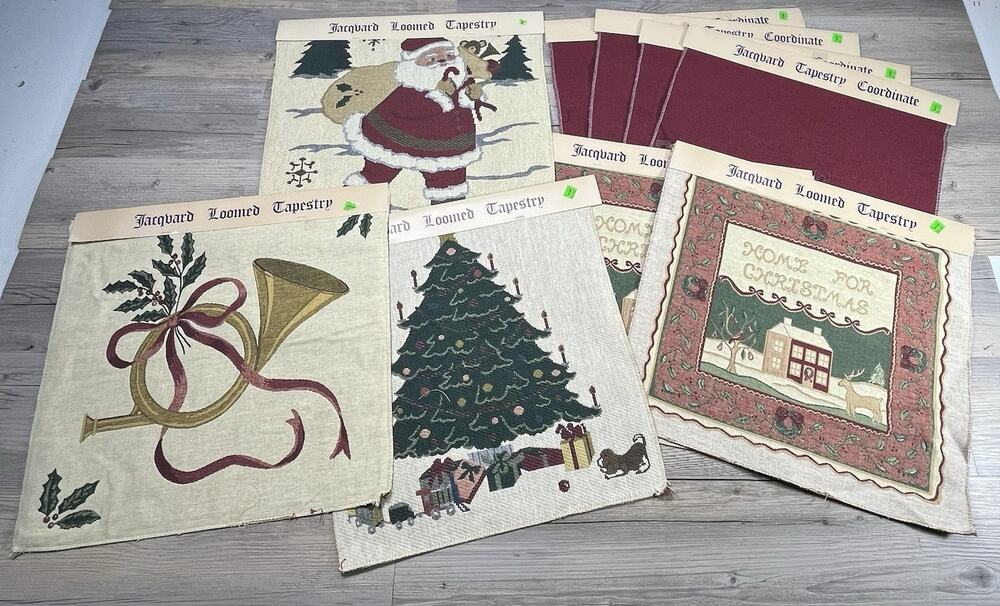 9 NOS New Assorted Christmas Holiday Decorative Sew Craft Pillow Tapestry Panels